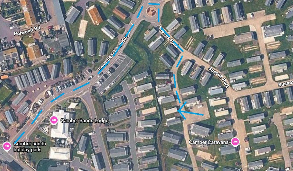 Map showing directions to Sussex Park 143